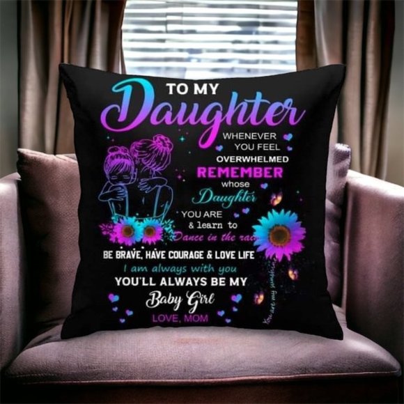 To My Daughter Gifts Pillow Cover Gift from Mom, 18x18in, Cushion Case - Picture 4 of 7